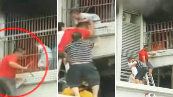 China: menor es salvado de ser calcinado