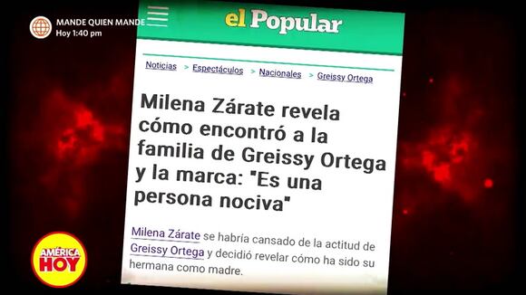 Greissy Ortega contra su hermana Milena Zárate