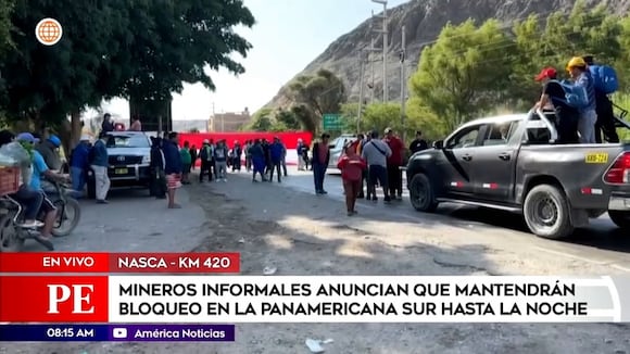Panamericana Sur bloqueada por mineros informales