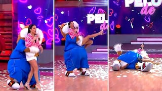 ¡Lo hizo otra vez! María Pía Copello vuelve a ser víctima del ‘cuy’ y termina en el suelo