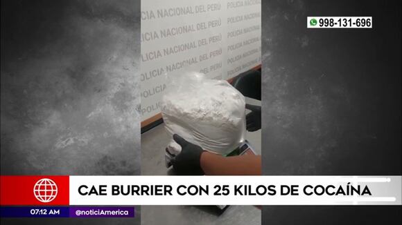Detienen a burrier con 25 kilos de droga