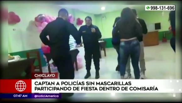 Chiclayo: policías sin mascarilla bailan en fiesta dentro de comisaría