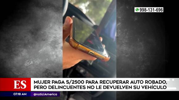Mujer paga S/2500 para recuperar auto robado