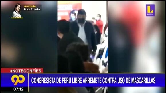 Congresista contra el uso de mascarilla