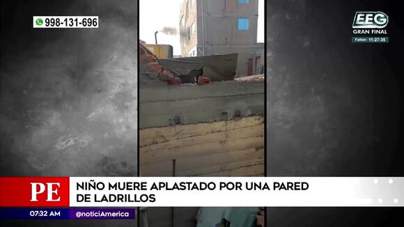 Niño muere aplastado por una pared de ladrillos