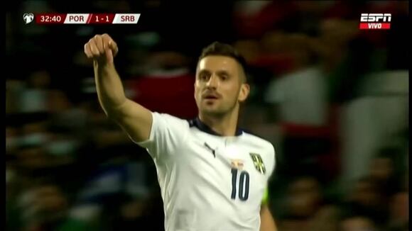 Gol de Dusan Tadic para el 1-1 en el Portugal vs. Serbia. (Video: ESPN)