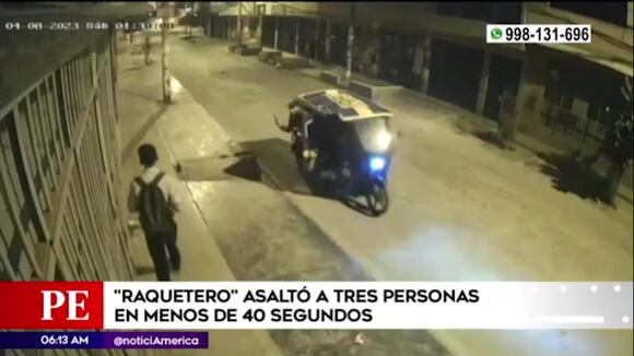 Comas: Raquetero asaltó a tres personas en menos de 40 segundos