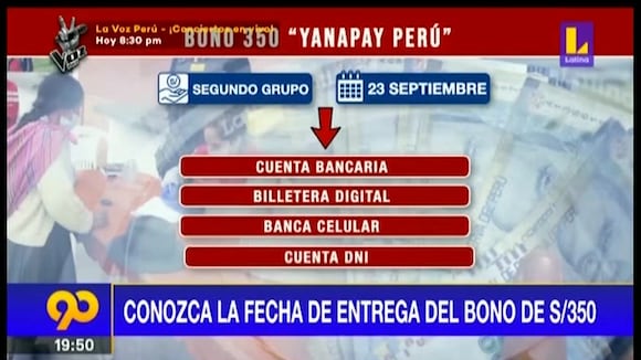 Fecha de entrega del bono de S/.350