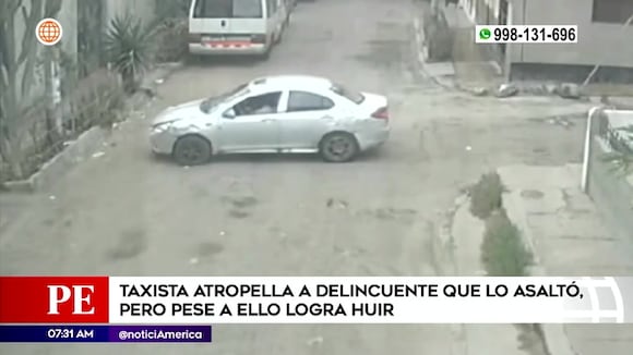 Taxista atropella a delincuente que lo asaltó pero pese a ello logra huir