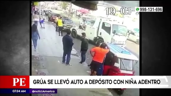 Grúa se lleva carro con niña dentro