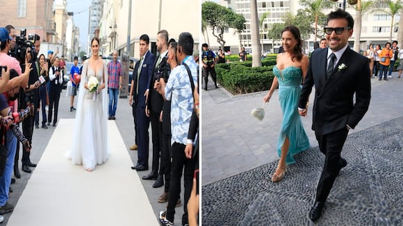 Así fue la llegada de Karen Schwarz y Ezio Oliva a la iglesia Recoleta para su boda