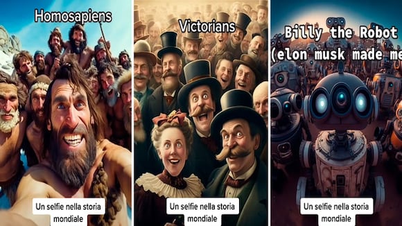 Inteligencia Artificial recrea cómo hubieran sido los selfies de la historia humana en distintas etapas
