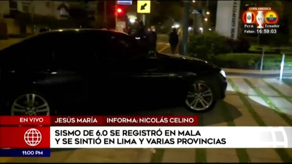 Sismo en Lima: caída del revestimiento de un edificio en Jesús María