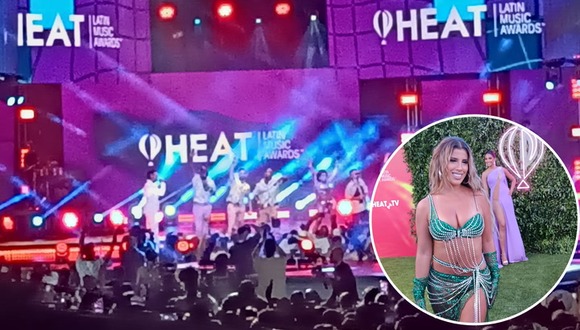 Yahaira Plasencia con el Grupo Niche en los Premios Heat 2023