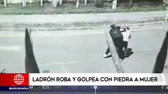 Ladrón roba y golpea con piedra a mujer