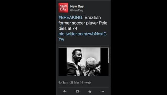 Programa de CNN mató por error a Pelé en Twitter