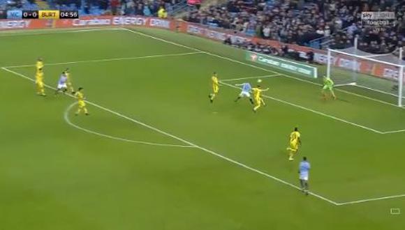 Kevin de Bruyne abrió el marcador del Manchester City vs. Burton Albion con un potente testarazo, por la primera semifinal de la Carabao Cup. (Foto: captura de video)