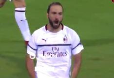 Gonzalo Higuaín marcó su primer gol con el AC Milan tras dejar regado al portero