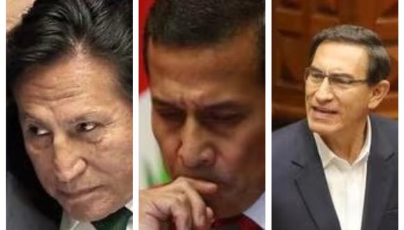 Los expresidentes Alejandro Toledo, Ollanta Humala y Martín Vizcarra son procesados por el Poder Judicial. (Foto: Composición El Comercio)