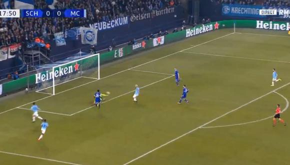 Sergio Agüero dio el primer campanazo en el Manchester City vs. Schalke, por la ida de los octavos de final de la Champions League. (Foto: captura de pantalla)