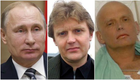 Vladimir Putin, Alexander Litvinenko en una imagen del 2002 en Londres (centro) y la imagen de cuando fue envenenado en el 2006. (Reuters / AP).