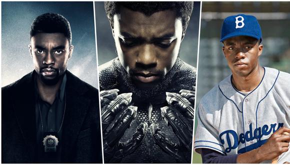 De izquierda a derecha, Chadwick Boseman en las películas "Nueva York sin salida", "Black Panther" y "42". el actor estadounidense falleció este viernes 28 de agosto. Fotos: STXfilms/ Marvel Studios/ Warner Bros.