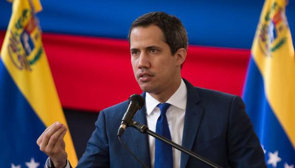 Juan Guaidó durante una conferencia de prensa en Caracas, Venezuela.