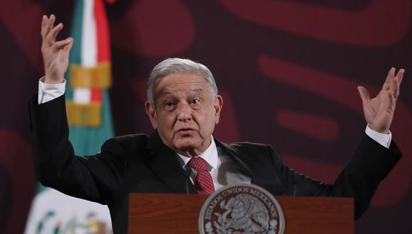El presidente de México, Andrés Manuel López Obrador, habla durante su conferencia de prensa matutina en el Palacio Nacional de la Ciudad de México, el 22 de febrero de 2024. (Foto de Mario Guzmán / EFE)