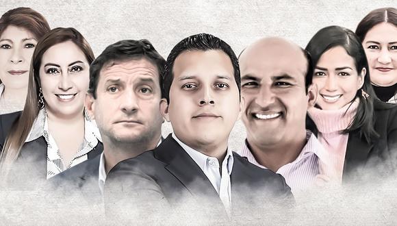 Uno de los siguientes candidatos alcanzará el cargo de teniente alcalde (de izquierda a derecha): Luzi Toro (Frente de la Esperanza), Katherine Ampuero (APP), Renzo Reggiardo (Renovación Popular), José Luna (Podemos Perú), Guillermo Pomez (Somos Perú), Margarita Santos (Perú Libre) y Justibel Romero (JPP). La lista de Avanza País la integra únicamente María Elena Soto, quien postula a regidora.