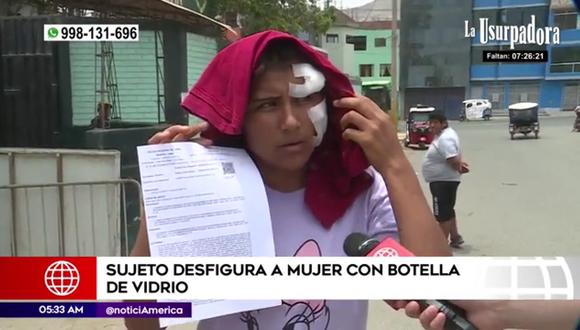 Sujeto desfigura rostro de mujer con botella de vidrio en Ate. (Foto: América Noticias)
