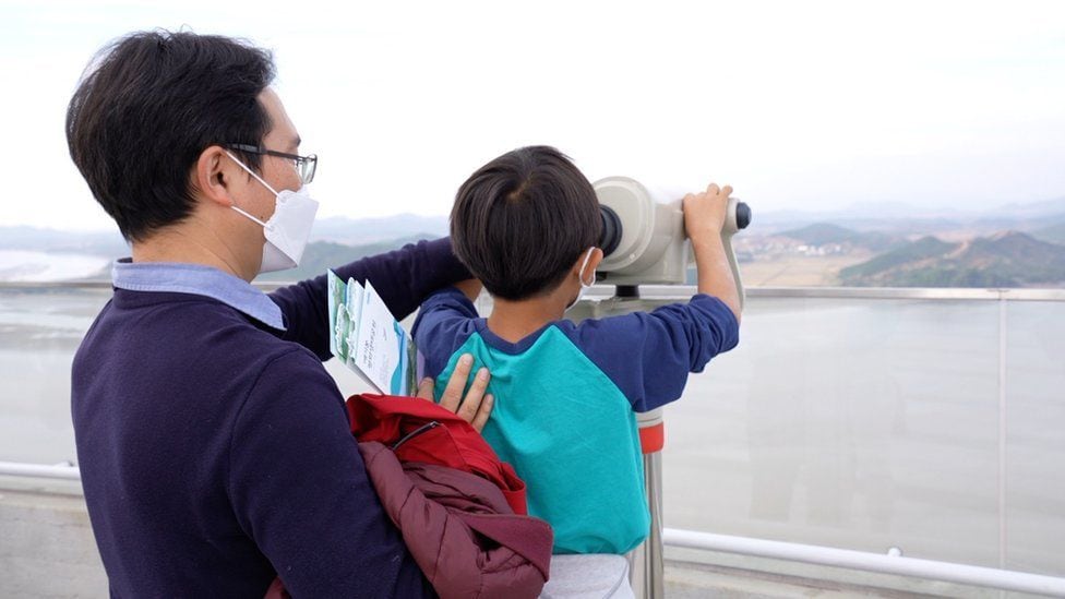 From this new lookout point in western South Korea, people can look north.