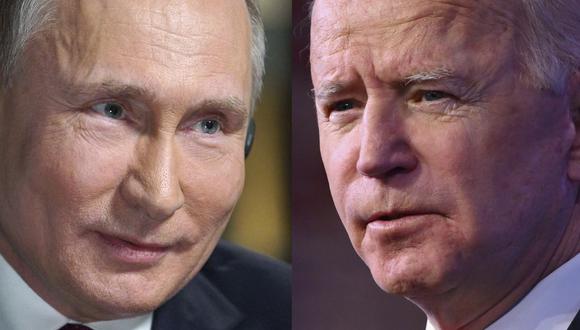 Los presidentes de Rusia, Vladimir Putin (izq) y de Estados Unidos, Joe Biden. (Foto de Angela WEISS y Alexey DRUZHININ / AFP).