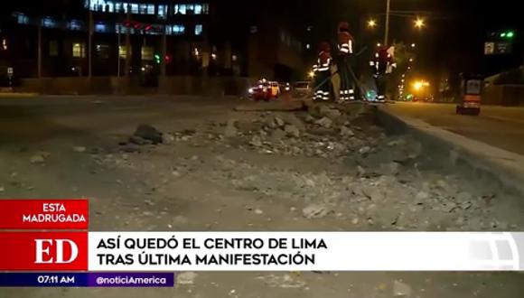 Así quedó el Centro de Lima tras la última manifestación. (Foto: América Noticias)