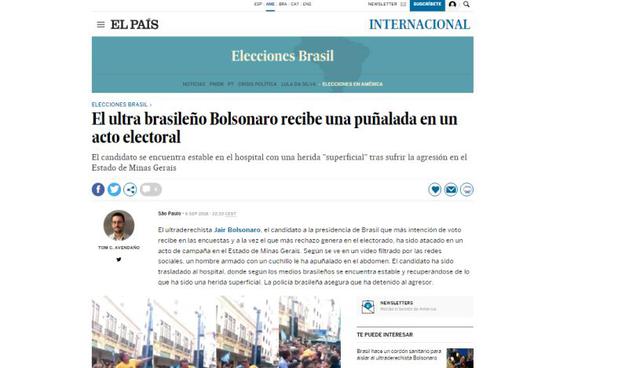 Después de Bolsonaro, el sondeo ubica como favoritos a la ecologista Marina Silva y al diputado laborista Ciro Gomes, ambos con 12 %, y al socialdemócrata Geraldo Alckmin, con 9 %. | Foto: captura El País