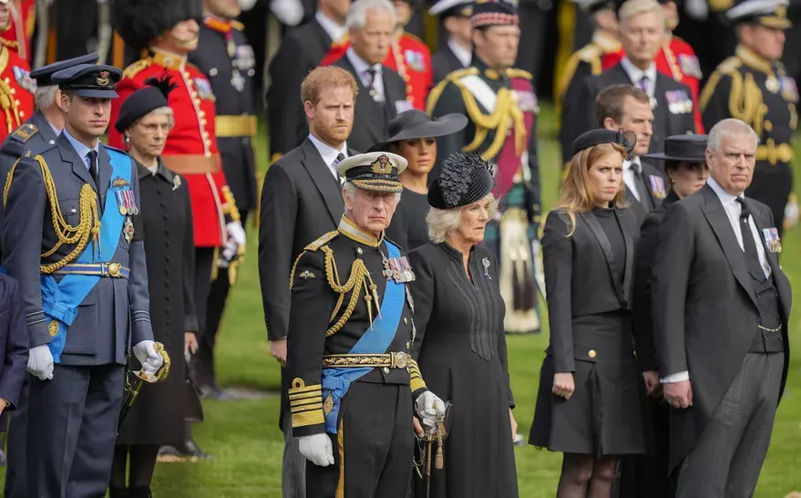 The British royal family during the funeral of Queen Elizabeth.  (Martin Meissner - Pool AP).