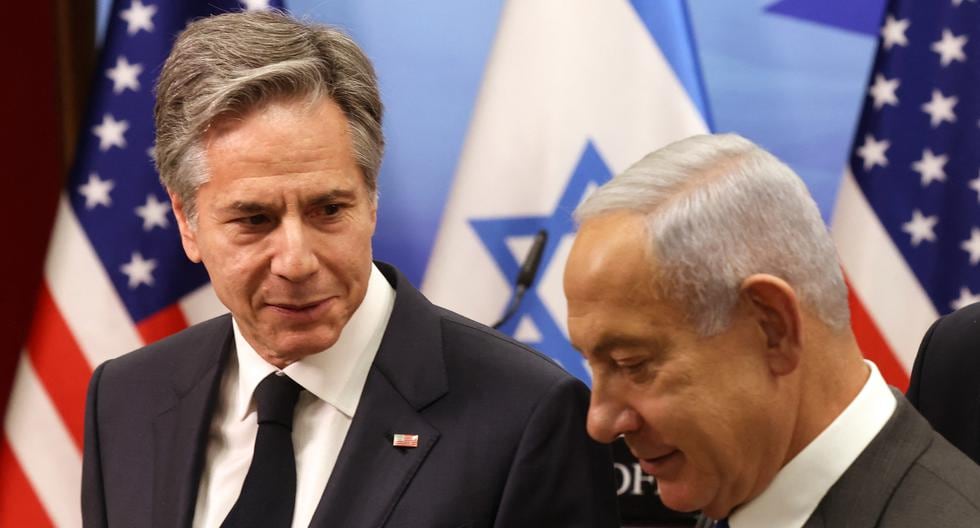 El secretario de Estado de Estados Unidos, Antony Blinken (izq.), y el primer ministro de Israel, Benjamin Netanyahu, durante una conferencia de prensa conjunta el 30 de enero de 2023 en Jerusalén. (RONALDO SCHEMIDT / AFP).