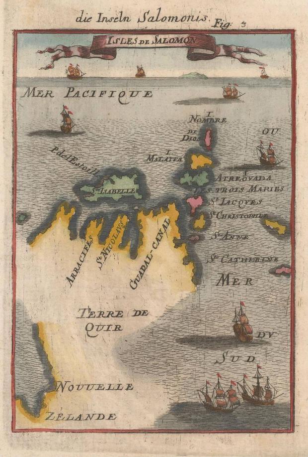 Mapa "Isles de Salomon" by Allain Manesson-Malle (1630? -1706?).  (PRINCETON HISTORIC MAPS COLLECTION).  