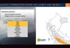 Perú: lluvias moderadas pronostican hasta medianoche en 9 regiones