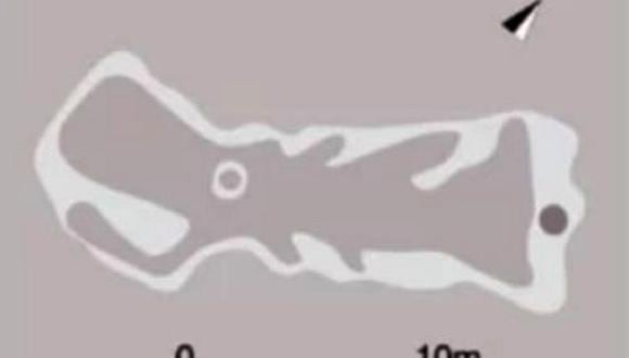 El geoglifo del pez se muestra con la boca muy abierta y tiene una longitud de 19 metros. Foto: Andina