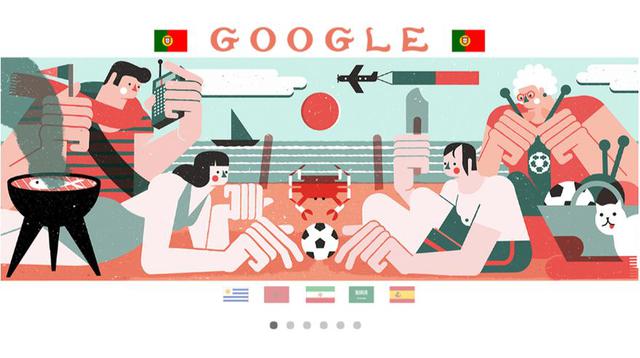 Foto 1 | El doodle para Portugal fue creado por Tiago Galo. Para él, "el fútbol está donde sea que vayas. En cada esquina, en cada cafetería, todos hablan del último partido o del próximo". (Foto: Google)