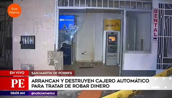 Policía Nacional frustró esta madrugada el robo de dinero de un cajero automático (Captura: América Noticias)