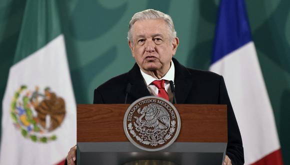 El presidente mexicano, Andrés Manuel López Obrador, declara en el Palacio Nacional de la Ciudad de México el 20 de diciembre de 2021.  (Foto: ALFREDO ESTRELLA / AFP)