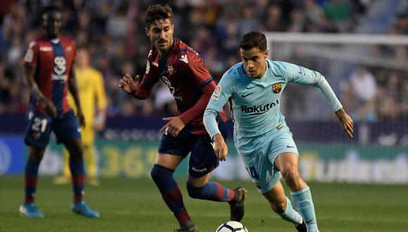 Philippe Coutinho descontó para el Barcelona y anotó el 2-1 para el Barcelona. El brasileño marcó su séptimo gol con el cuadro culé.(Foto: AFP)