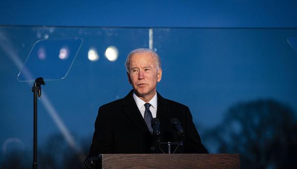 Joe Biden, el presidente electo, hoy, durante un discurso en el Lincoln Memorial Reflecting Pool. FOTO: Al Drago/Bloomberg