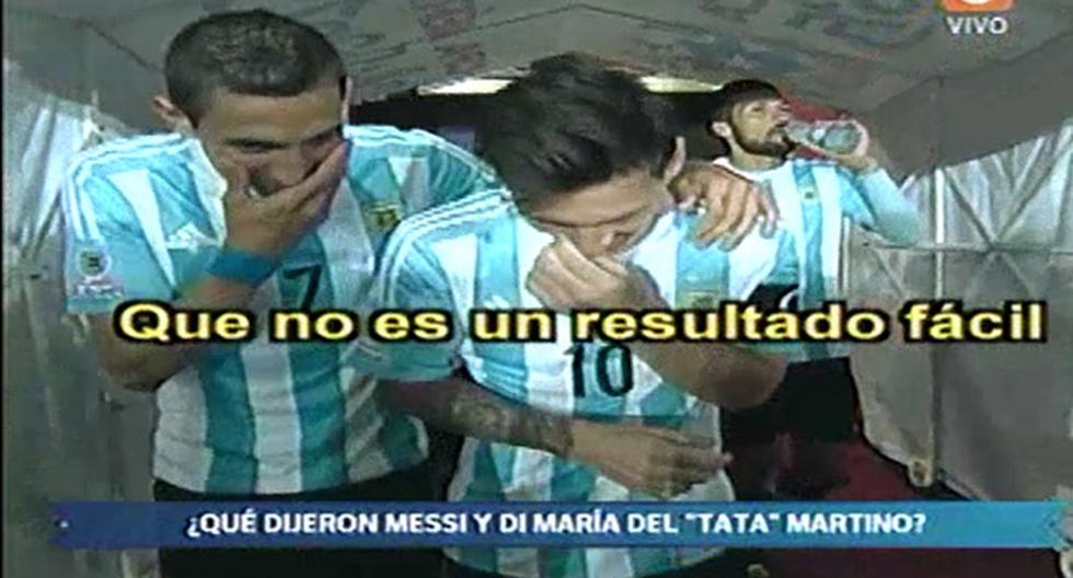 Lionel Messi y Ángel Di María y su polémico diálogo (Foto: Captura)