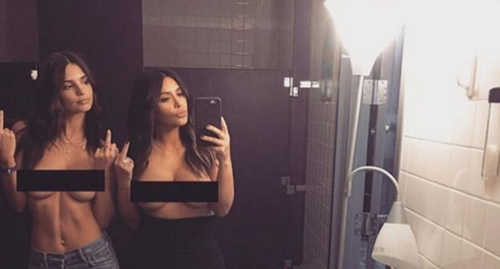 Kim Kardashian y Emily Ratajkowski posaron en un selfie bastante sensual (Instagram)