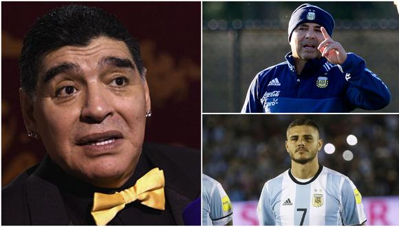 Diego Maradona llamó “traicionero” al entrenador de la selección argentina y futbolista “bochornoso” a Mauro Icardi. El otrora '10' explicó los motivos de sus polémicas declaraciones. (Foto: AFP)