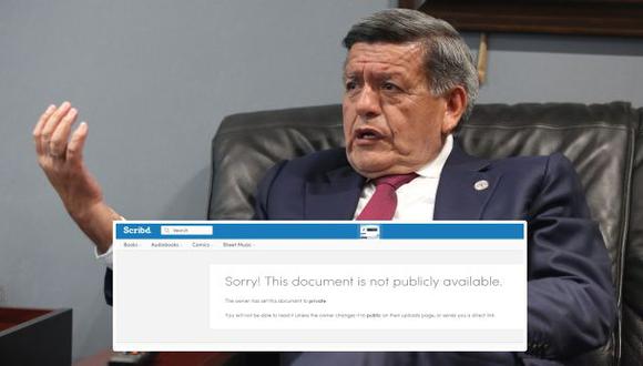 C&eacute;sar Acu&ntilde;a ten&iacute;a publicada su tesis doctoral en su cuenta en Scribd, pero luego la retir&oacute;. (Foto: El Comercio / Scribd)