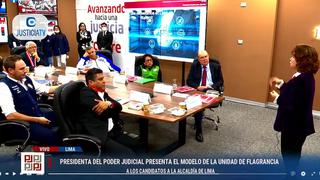 Candidatos a la alcaldía de Lima se reúnen con la presidenta del PJ, Elvia Barrios | VIDEO