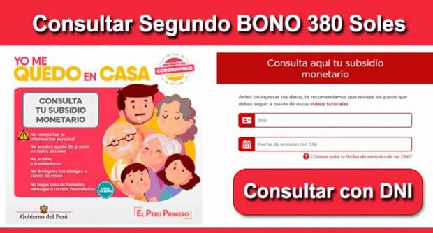 Pasos para cobrar el segundo bono de 380 soles. (Fuente: yomequedoencasa.pe)